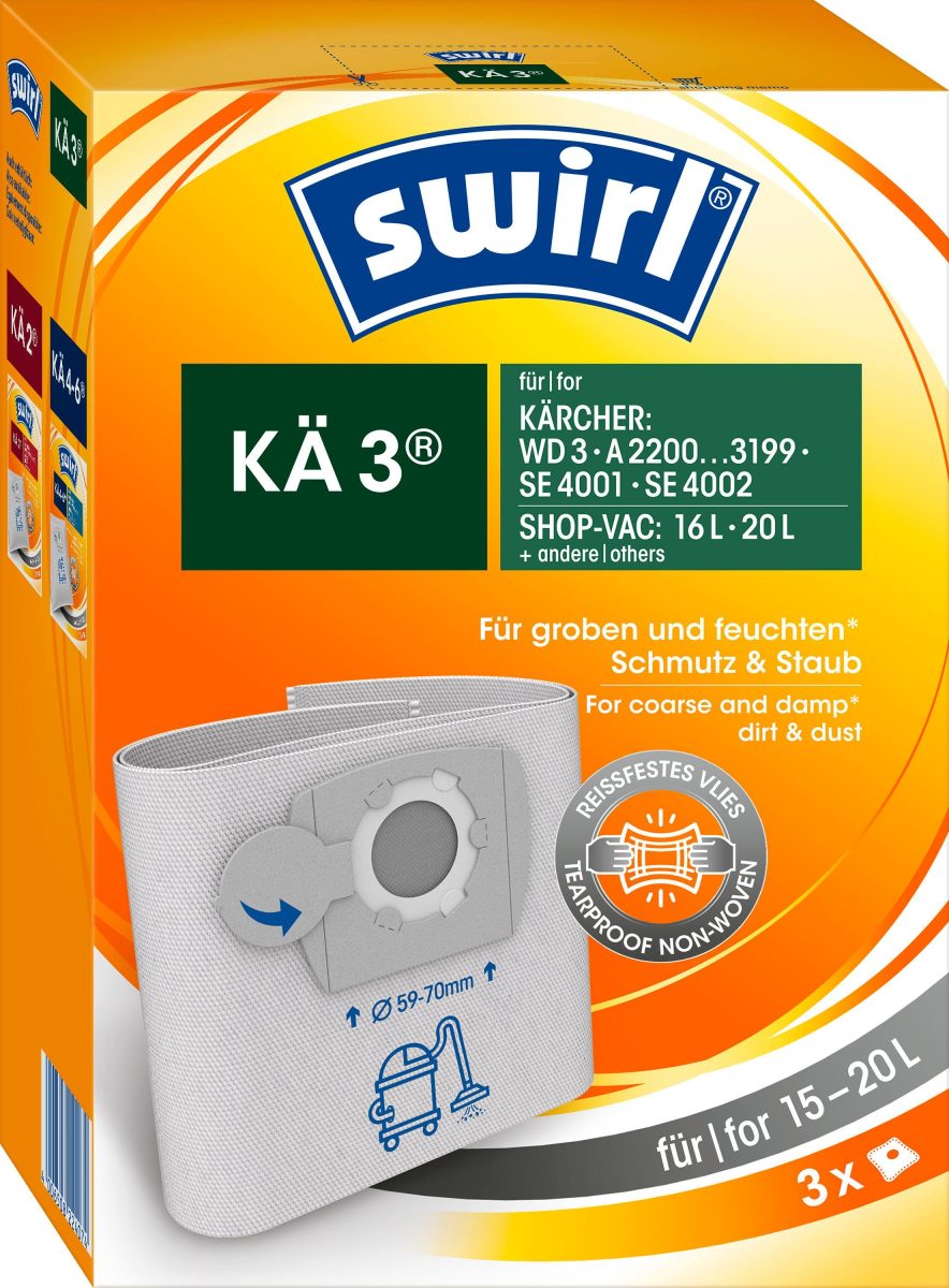 Swirl Stofzak KÄ 3® Stofzak voor Kärcher & Shop-Vac nat- en droogzuiger (set, 3 stuks)