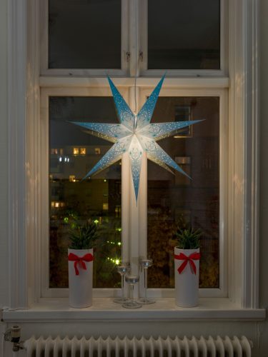 Konstsmide Papieren ster Blauwe papieren ster, geperforeerd en blauw geborduurd, 7 punten (1 stuk)