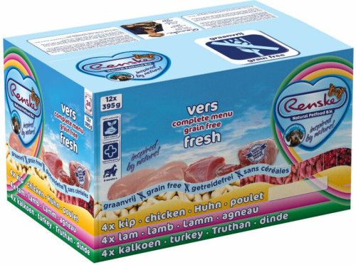 Renske Vers Vlees Hondenvoer Multipack Graanvrij 12 x 395 gr