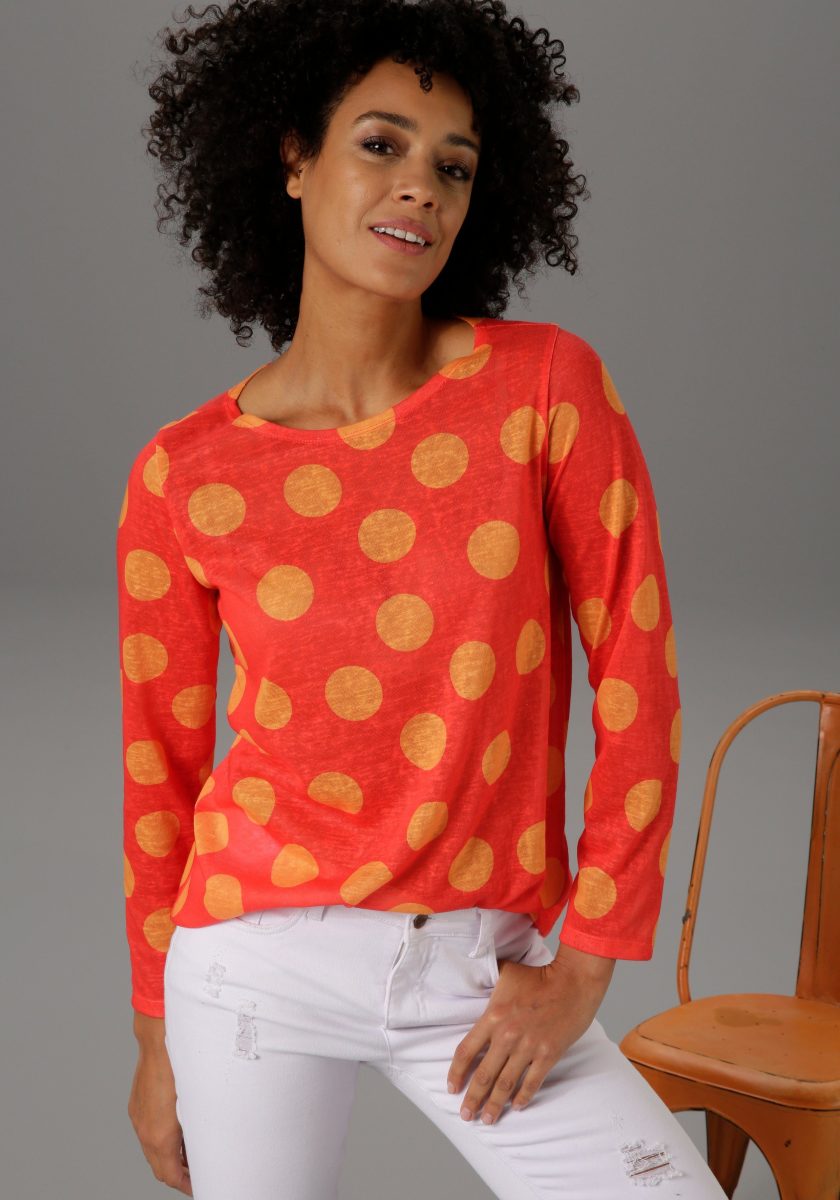 Aniston CASUAL Shirt met lange mouwen met stippen