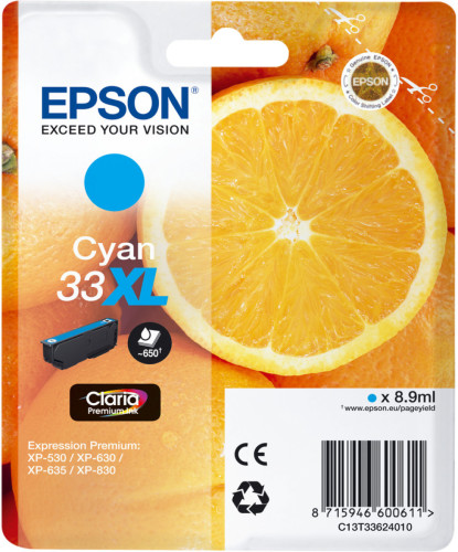 Epson 33 Cartridge Cyaan XL (C13T33624010)