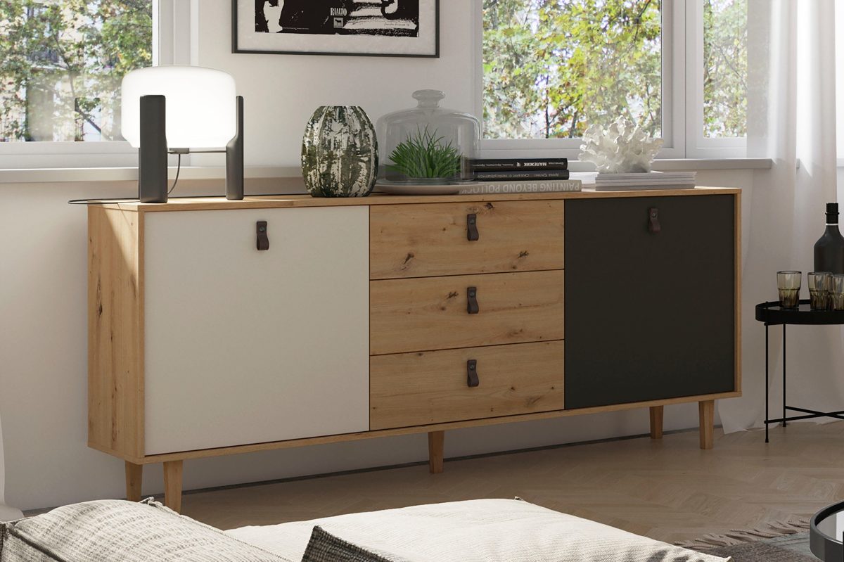 byLIVING Dressoir BILL breedte 120 of 180 cm, massief eikenhouten poten