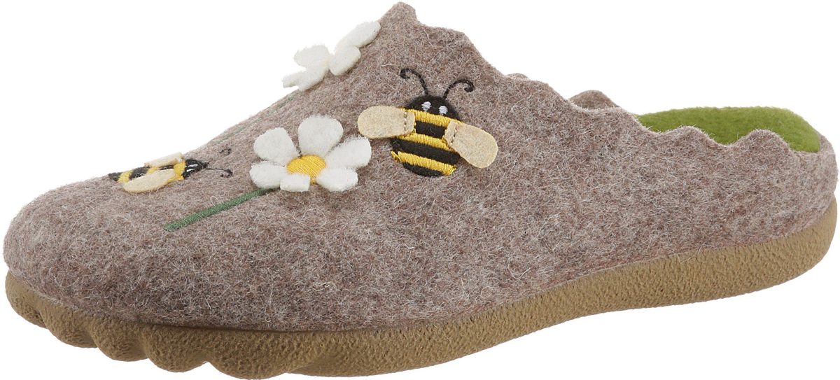 Maybe Pantoffels met bloemen- en bijen-borduursel