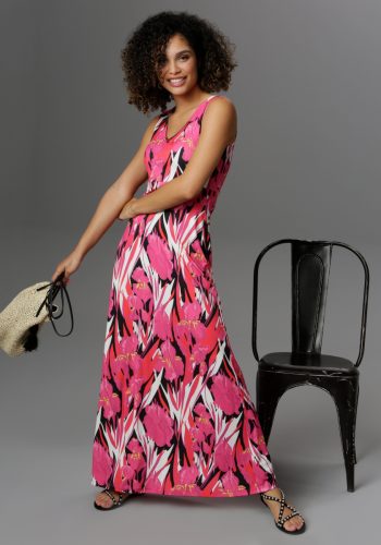 Aniston SELECTED 1418356618 Maxi-jurk in knalkleuren - nieuwe collectie