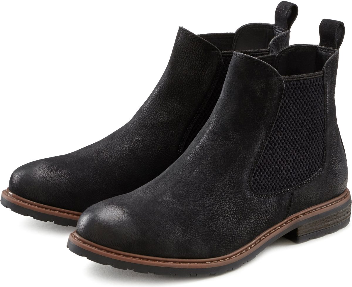 Lascana Laarsjes Chelsea-boots van leer met prettige loopzool