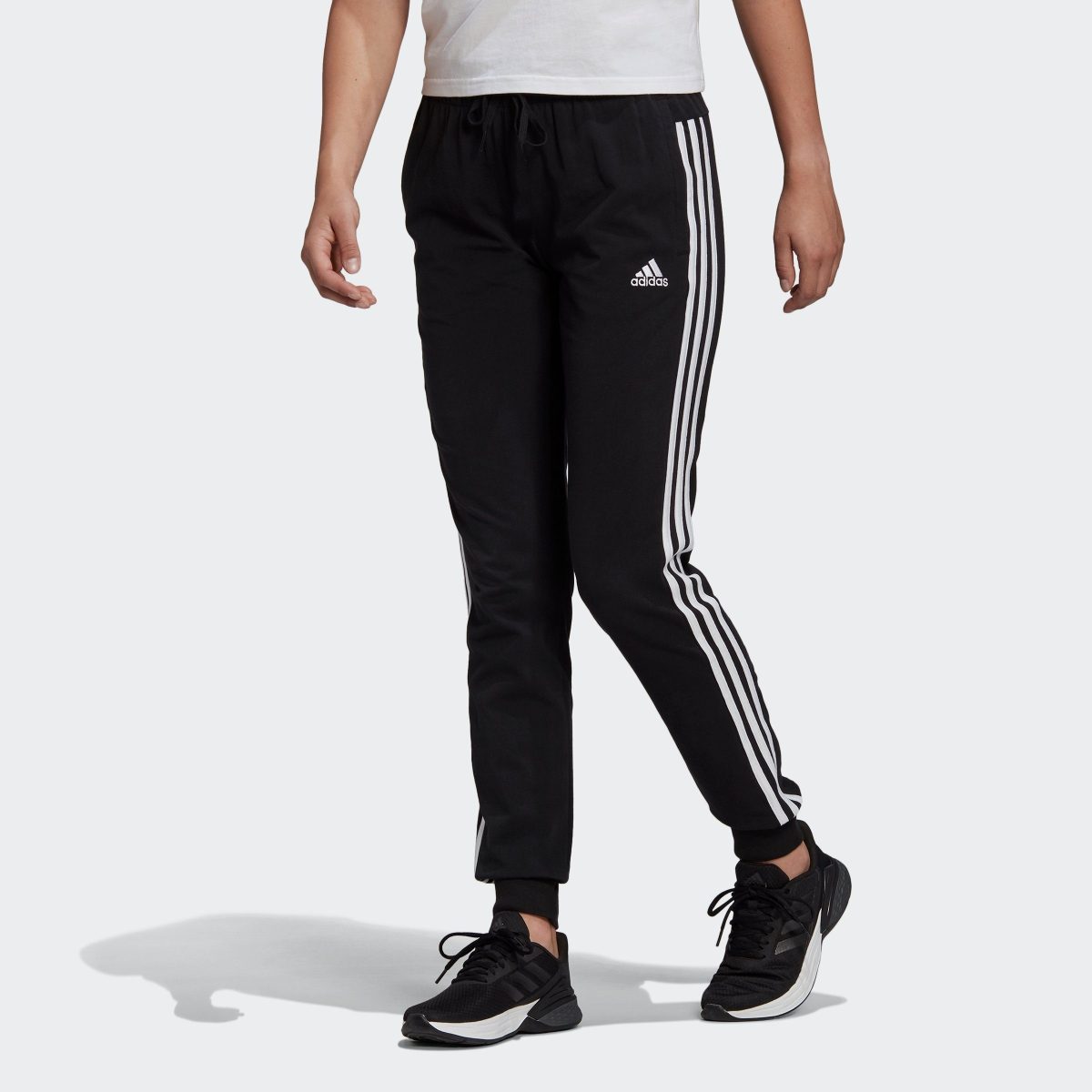 adidas Performance Sportbroek ESSENTIALS SINGLE JERSEY 3 STREPEN BROEK