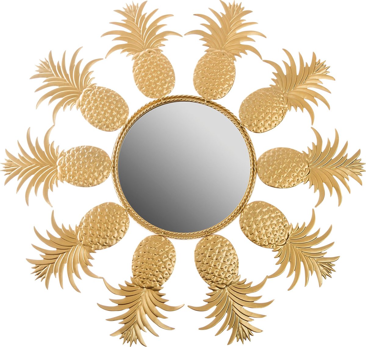 Myflair Möbel & Accessoires Sierspiegel Wandspiegel, wanddecoratie, goud, lijst van metaal, rond, ø 50 cm, ananas sierelementen, woonkamer