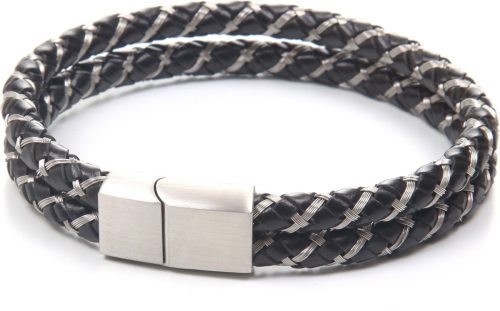 J.Jayz Leren armband In sportief-elegante stijl, meerrijig, gevlochten