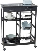 Wenko Serveerwagen Bon appétit bovenste planchet met decoratieve artprint op glas