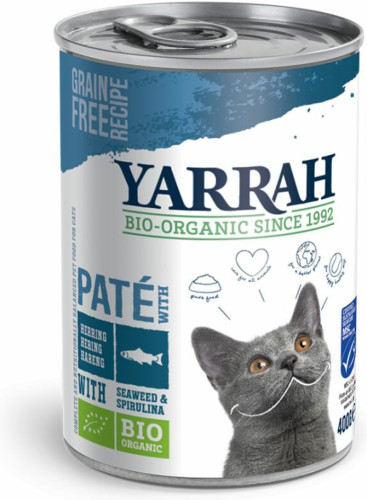 12x Yarrah Bio Pate In Blik Kattenvoer Vis 400 gr