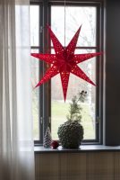 Konstsmide Papieren ster Rode papieren ster met rood fluweel, geperforeerd, 7 punten (1 stuk)