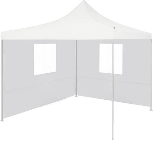VidaXL Partytent Met 2 Zijwanden Inklapbaar 2x2 M Staal Wit