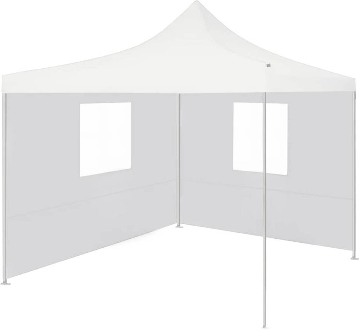 VidaXL Partytent Met 2 Zijwanden Inklapbaar 2x2 M Staal Wit
