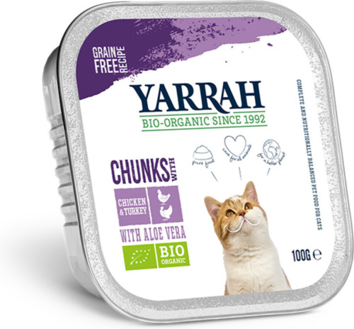 Yarrah Bio Kuipje Brokjes Kattenvoer Kip - Kalkoen 100 gr
