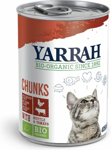 Yarrah Bio Brokjes In Saus Kattenvoer Kip - Rund 405 gr