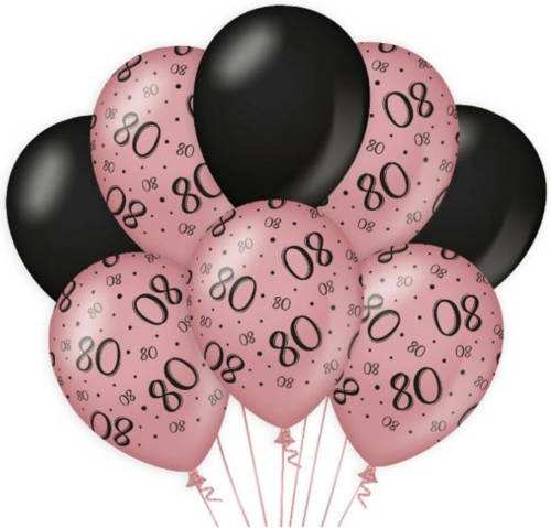 Paper Dreams Ballonnen 80 Jaar Dames Latex Roze/zwart