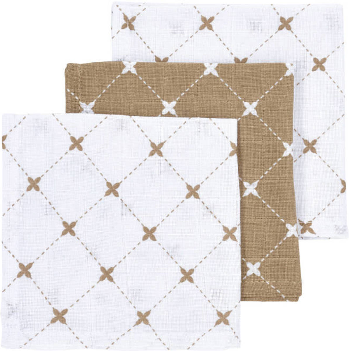 Meyco X Mrs. Keizer monddoekje Louis - set van 3 taupe/wit