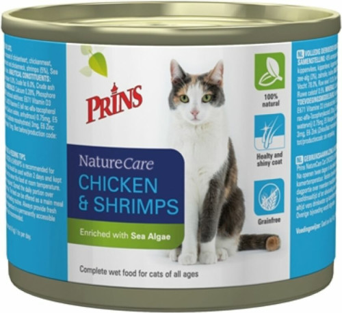 6x Prins Naturecare Cat Kip - Garnaal 200 gr