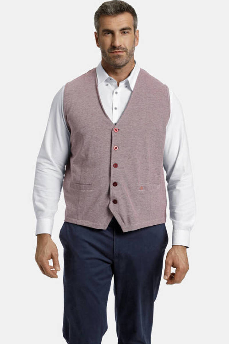 Charles Colby gilet DUKE DAVYN Plus Size donkerrood