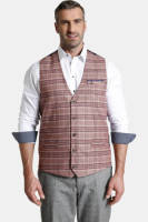 Charles Colby geruit gilet DUKE HARLAN Plus Size rood