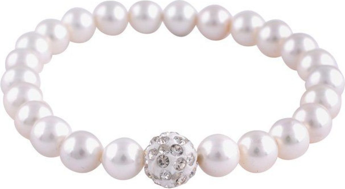 leslii Armband Kralenarmband, 60646213 met schelpkernparels en strassteentjes