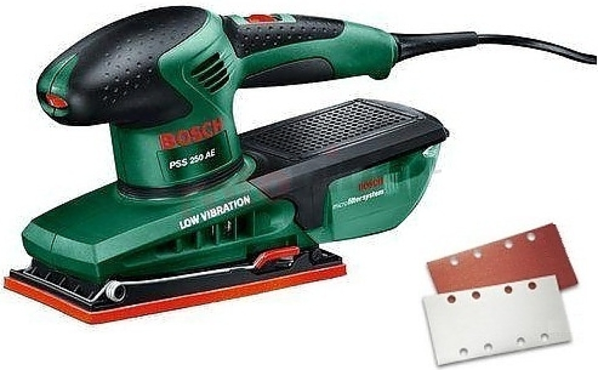 Bosch Groen PSS 250 AE vlakschuurmachine | 93x185 250w | + 25 schuurbladen