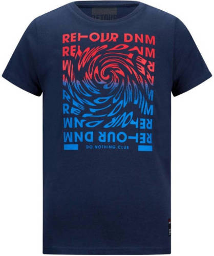 Retour Denim T-shirt Orlando met printopdruk donkerblauw