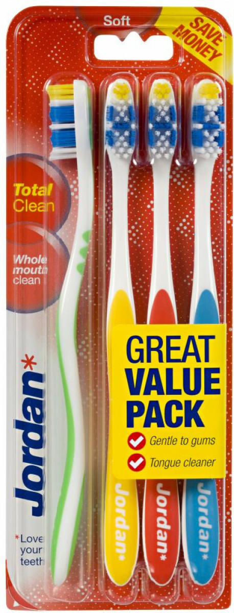 Jordan Tandenborstel Total Clean Soft 4-pack 4 stuks
