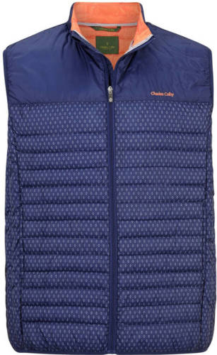 Charles Colby bodywarmer SIR BENEDICT Plus Size met all over print blauw