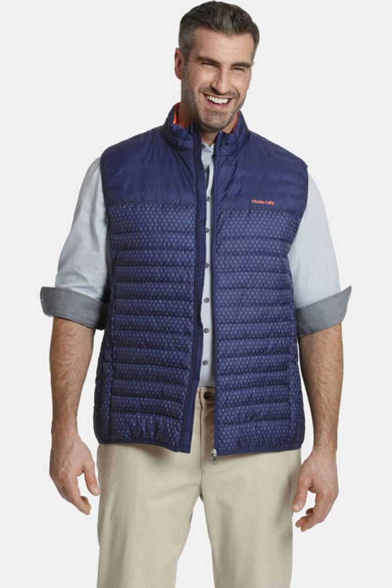 Charles Colby bodywarmer SIR BENEDICT Plus Size met all over print blauw