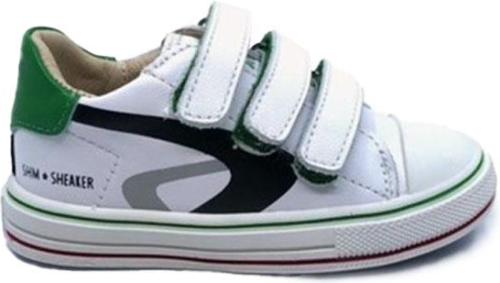 Shoesme ON22S205-B leren sneakers wit/groen