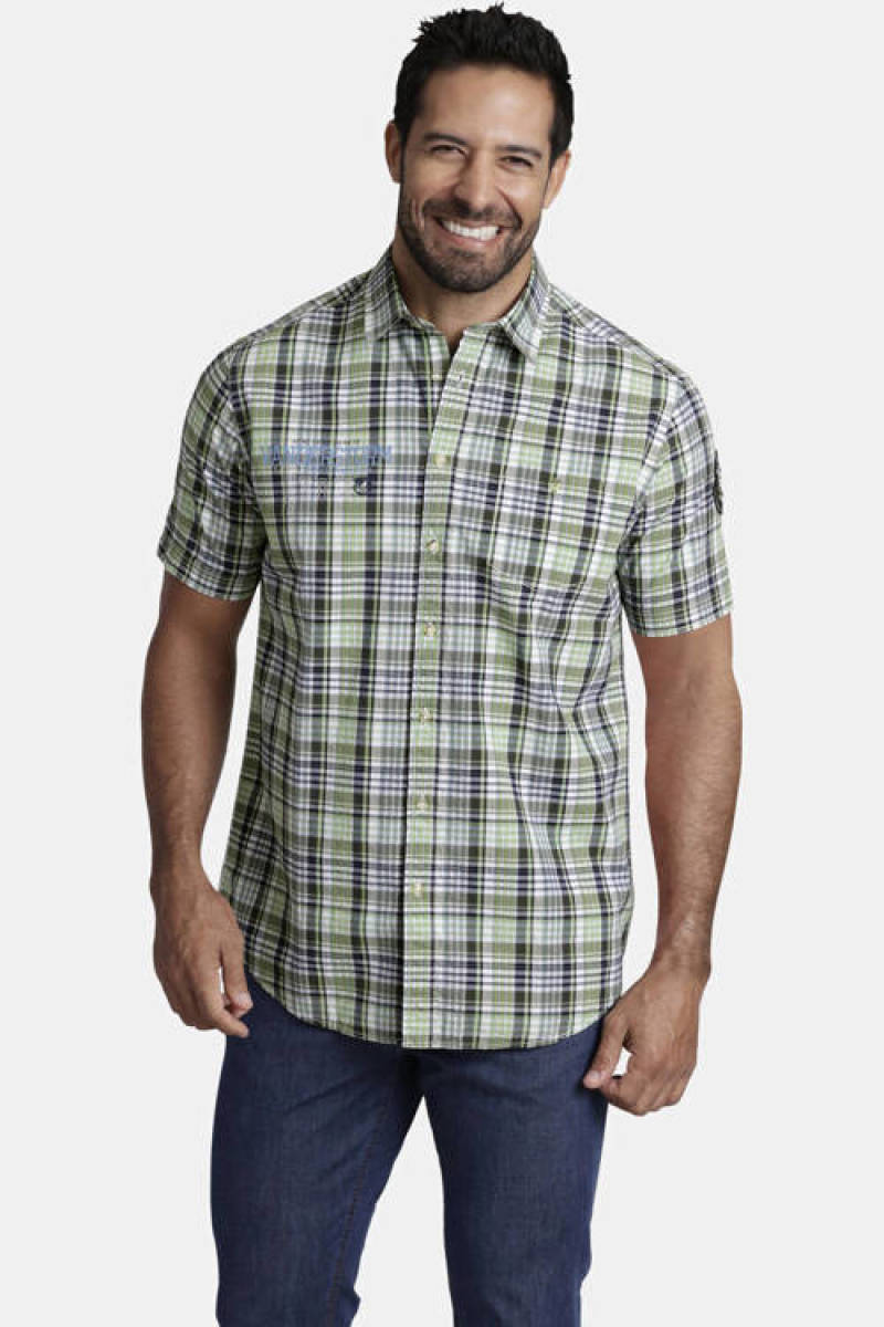 Jan Vanderstorm geruit regular fit overhemd BANDULF Plus Size wit/groen