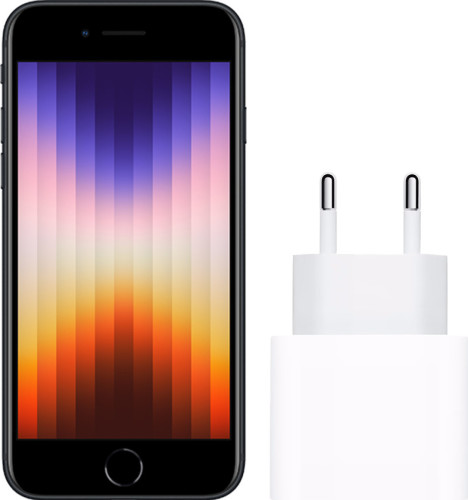 Apple iPhone SE 3 128GB Zwart + Apple Usb C Oplader 20W