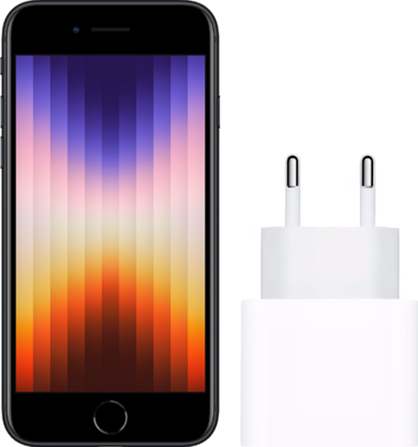 Apple iPhone SE 3 128GB Zwart + Apple Usb C Oplader 20W