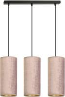 EULUNA Hanglamp Joni, textiel, 3-lamps lang, rosé-goud