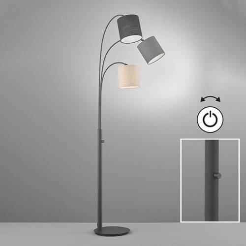 Fischer & Honsel Vloerlamp Shade, zand/grijs/zwart, 3-lamps