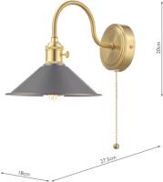 där lighting Wandlamp Hadano in messing, kap tin antiek