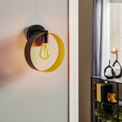 EULUNA Wandlamp Hula in ringdesign, zwart/goud