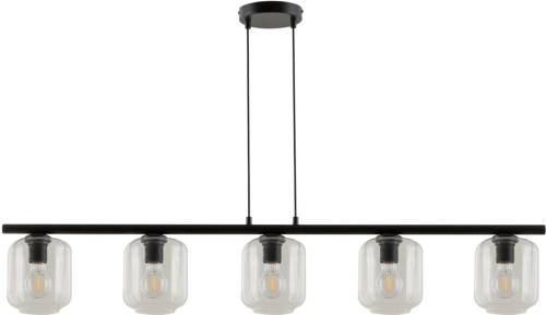 EULUNA Hanglamp Kanja, 5-lamps, zwart/helder