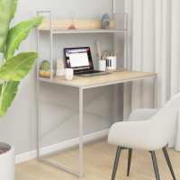 VidaXL Computerbureau 110x60x138 cm spaanplaat wit en eikenkleurig