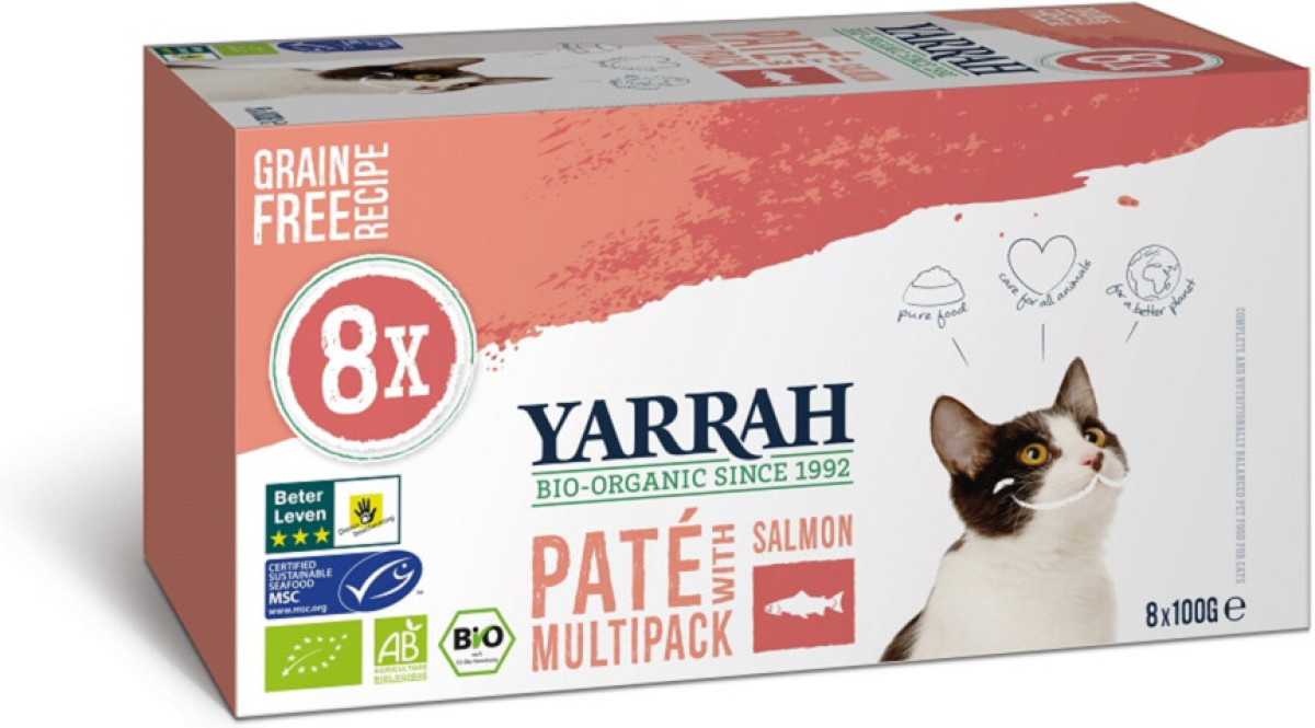 Yarrah Multipack Paté Graanvrij Zalm&Zeewier 800 gr