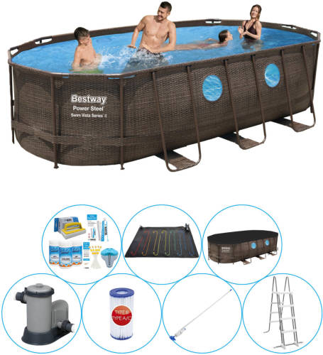 Bestway Power Steel Swim Vista Ovaal 549x274x122 Cm - Zwembad Inclusief Accessoires