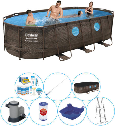 Bestway Power Steel Swim Vista Ovaal 549x274x122 Cm - Zwembad Combi Deal