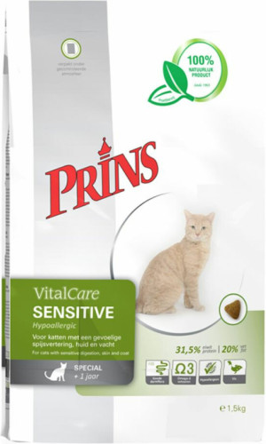 Prins VitalCare Sensitive Hypo Allergeen Kattenvoer 1,5 kg