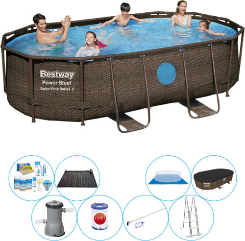 Bestway Power Steel Swim Vista Ovaal 427x250x100 Cm - Zwembad Comfort Pakket