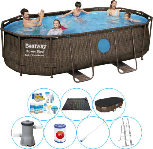 Bestway Power Steel Swim Vista Ovaal 427x250x100 Cm - Zwembad Inclusief Accessoires