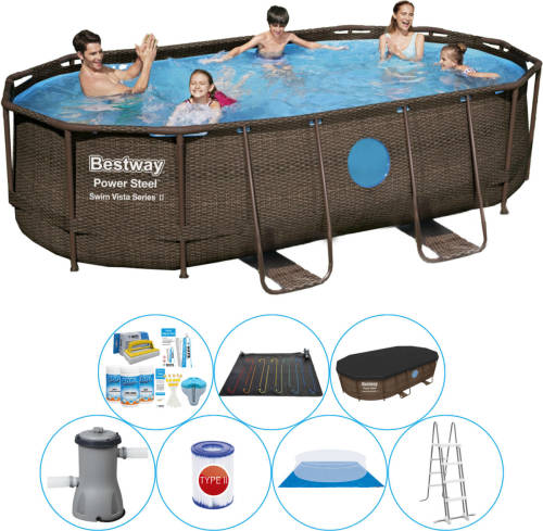 Bestway Power Steel Swim Vista Ovaal 427x250x100 Cm - Zwembad Combinatie Set