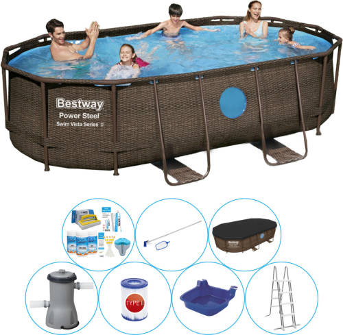 Bestway Power Steel Swim Vista Ovaal 427x250x100 Cm - Zwembad Set