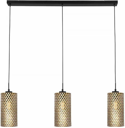 Freelight Hanglamp Cestino 3 Lichts L 100 Cm Zwart - Goud