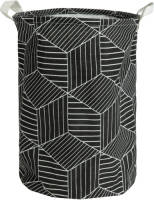 QUVIO Wasmand Rond Stof - Hexagon - Zwart
